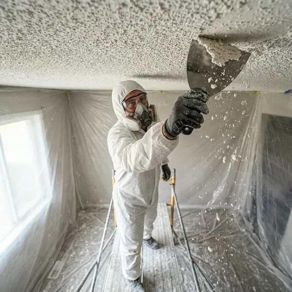 Skim coating after popcorn removal in Oildale